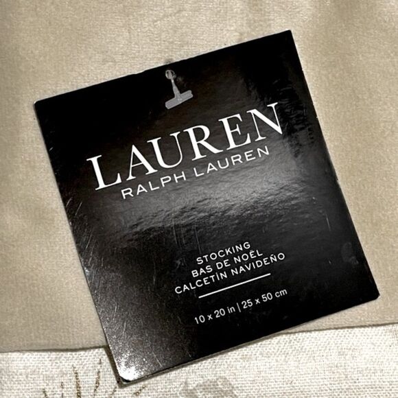 Ralph Lauren Holiday Christmas Gold Tan Pine Cones & Bough Ivory Stocking NWT - Picture 9 of 10